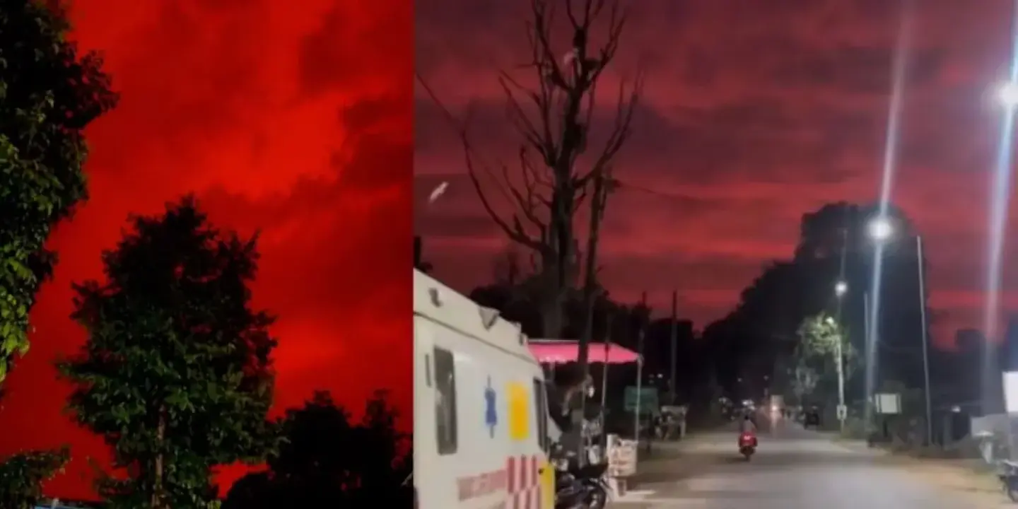 Cielo rojo en India: el impactante fenómeno que dejó el ciclón Arnab