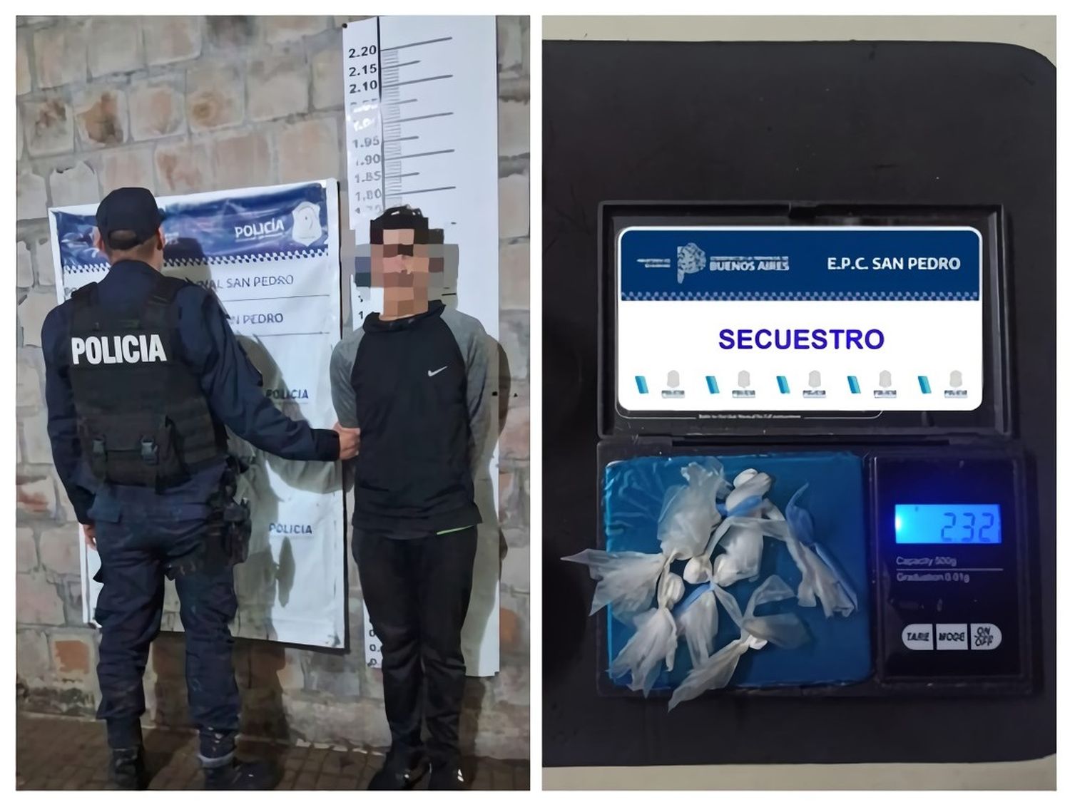 Aprehendieron a un hombre con envoltorios de cocaína