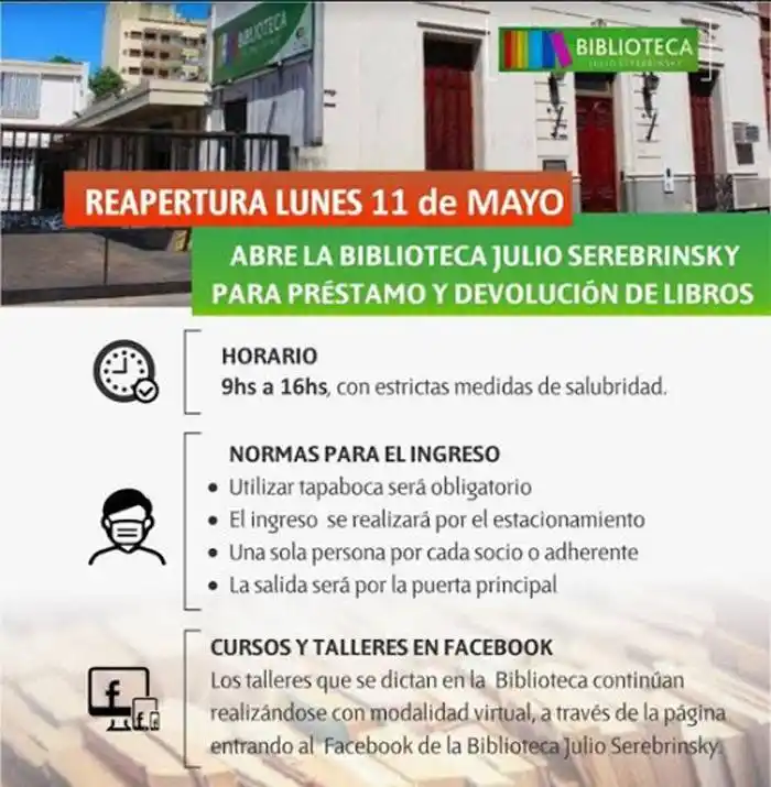 El lunes abre la Biblioteca  Julio Serebrinsky para  préstamo y devolución de libros