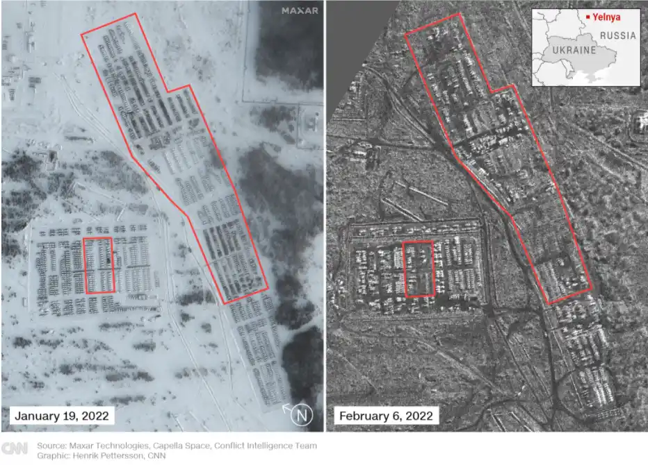 Rusia ha rodeado a Ucrania por tres lados