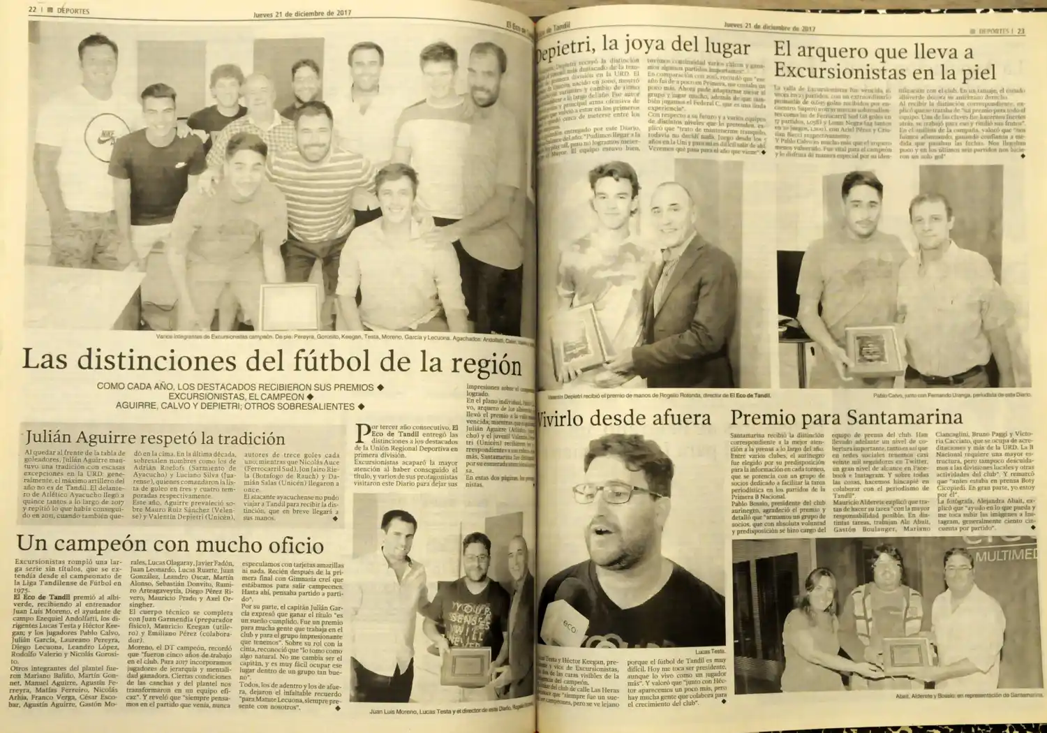 Cuando Depietri empezó a ser “La joya”. Este Diario lo eligió mejor jugador juvenil de la temporada 2017 de la Unión Regional Deportiva.