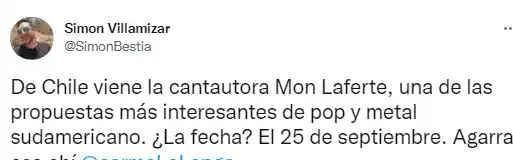 El anuncio de la visita de Mon Laferte a Caracas. Foto Twitter