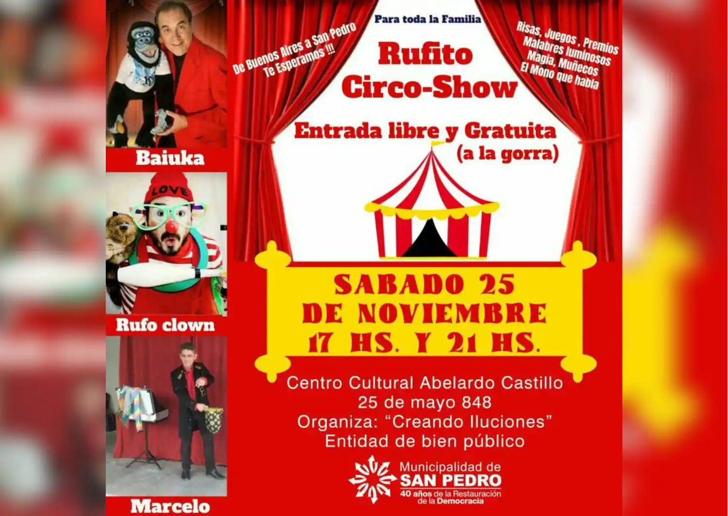 Rufito Circo-Show este sábado en el Centro Cultural