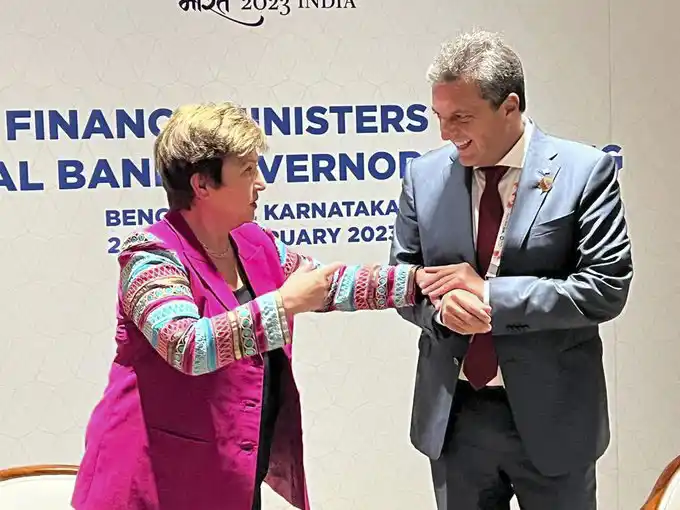 Sergio Massa y Kristalina Georgieva se reunieron en India.