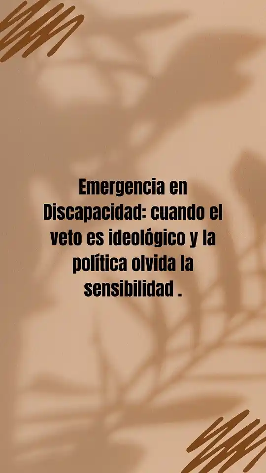 Emergencia en Discapacidad: cuando el veto es ideológico y la política olvida la sensibilidad.