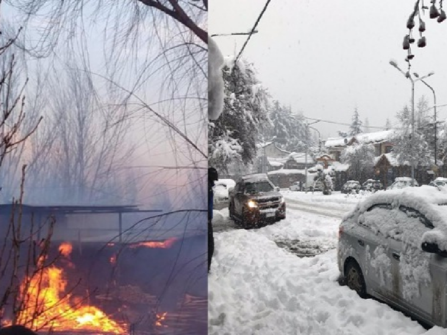 Nieve y fuego: el clima extremo se impone en Bariloche y Mendoza