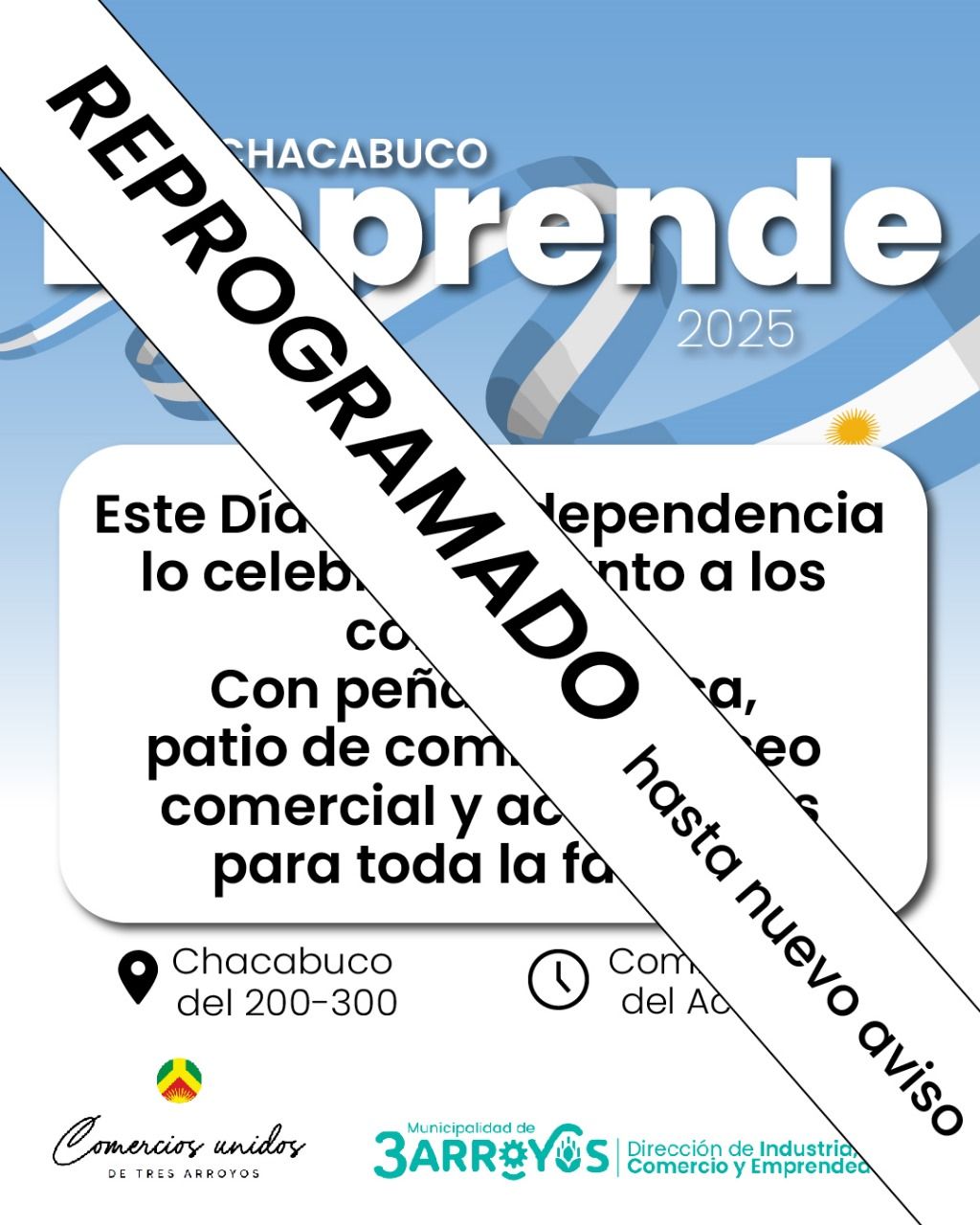 Emprende Chacabuco que se iba a realizar el Día 9 de Julio se reprogramará