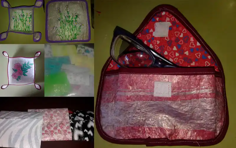 El taller textil de Cuidadores de la Casa Común recibe donaciones de bolsas plásticas y sachet