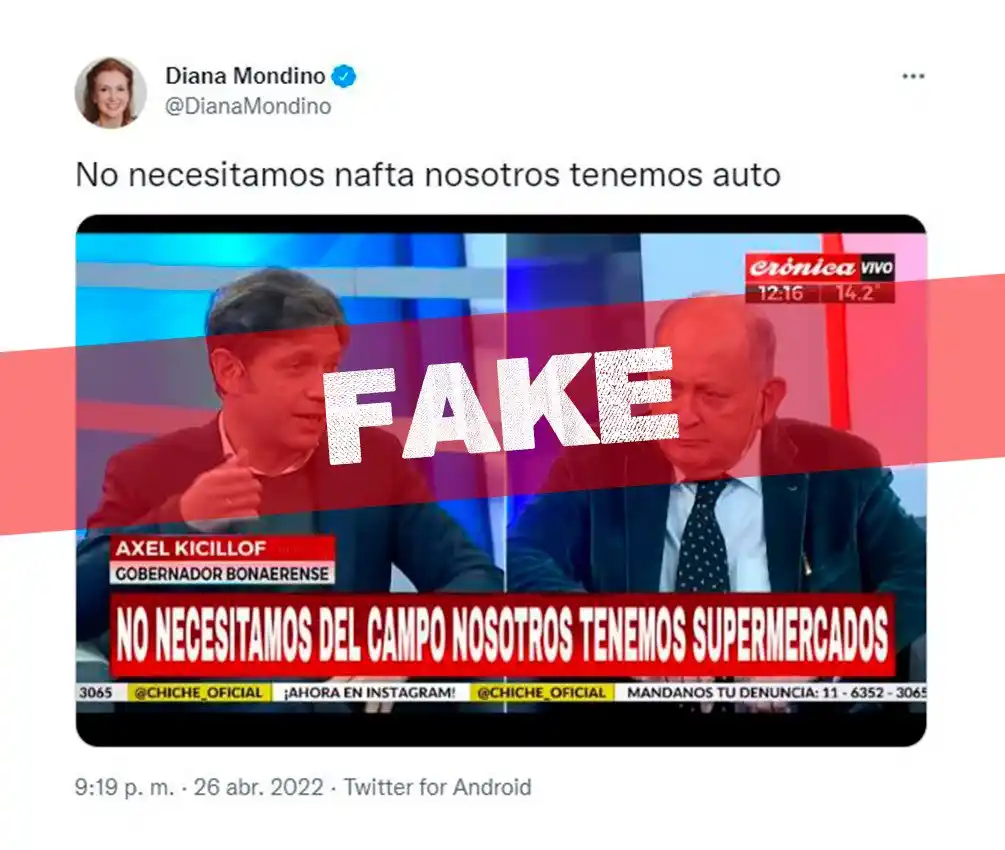 Kicillof aclaró que es falsa la noticia donde afirma que “no necesitamos del campo, tenemos supermercados”