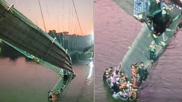 Se derrumba un puente en India con cientos de personas: hay 60 muertos