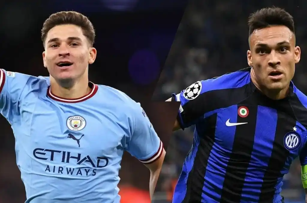 Lautaro Martínez y Julián Álvarez, frente a frente en la gran final de la Champions League