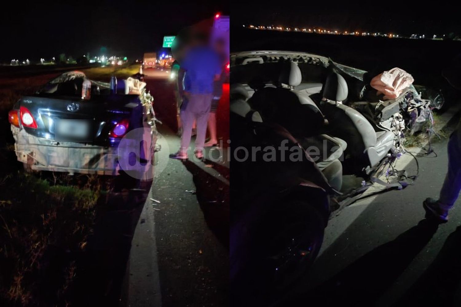 Terrible choque en cercanías de Susana: el conductor de un Corolla se salvó de milagro