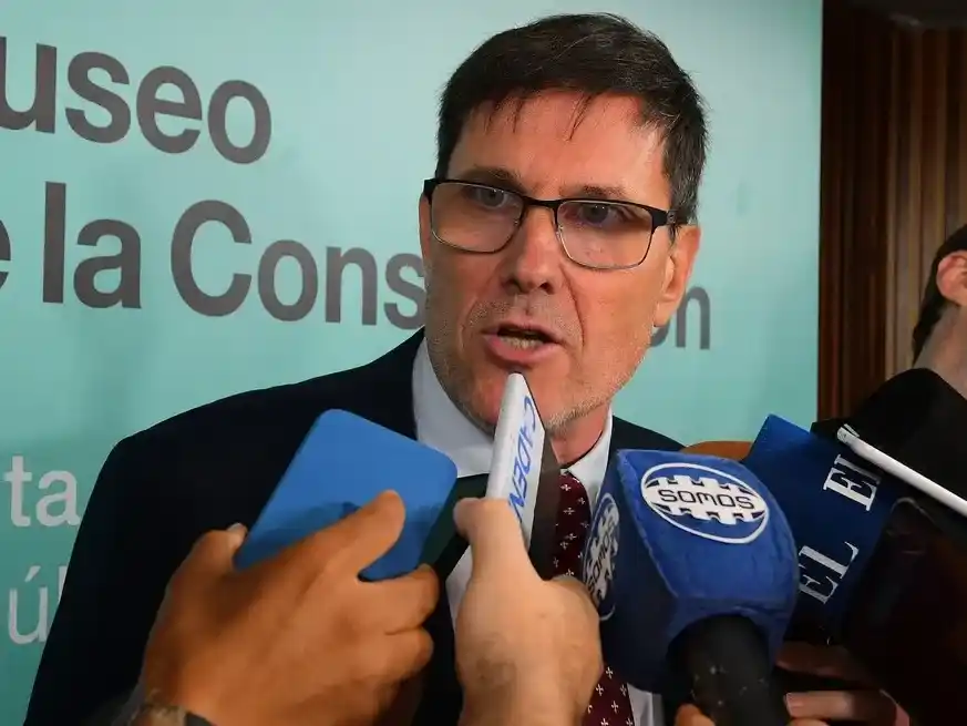 Tras el encuentro, Goity dialogó con la prensa. Crédito: Guillermo Di Salvatore.