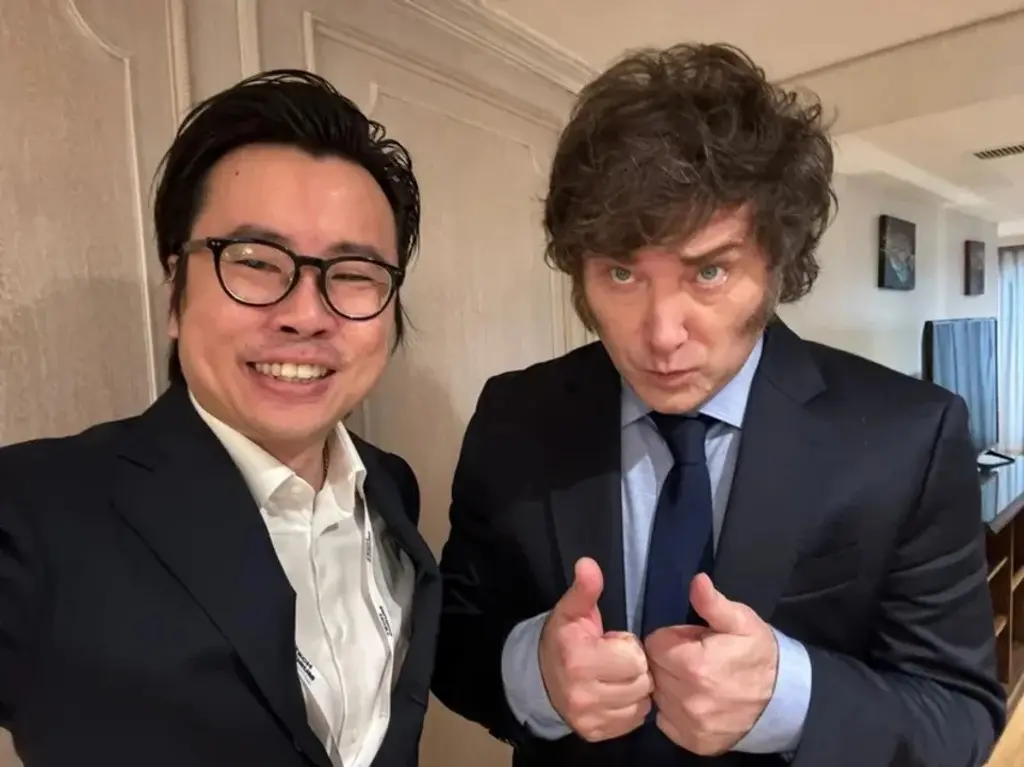Encuentro entre el CEO de KIP Protocol, Julian Peh y el presidente Javier Milei. NA