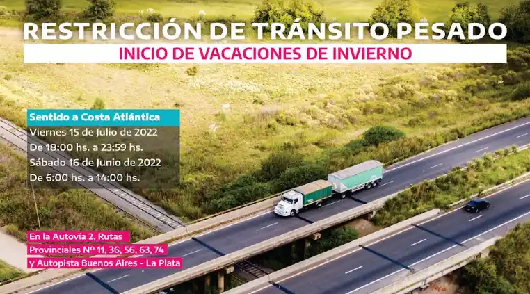 Restricción de camiones por vacaciones de invierno en Provincia de Buenos Aires: Solo en sentido a la costa atlántica