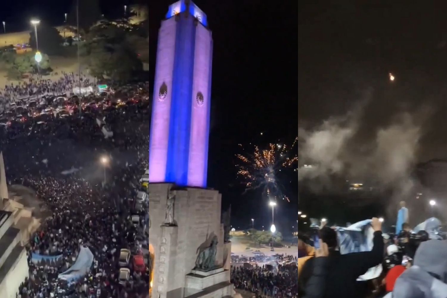 El Monumento a la Bandera fue protagonista en los festejos por un nuevo título de Copa América