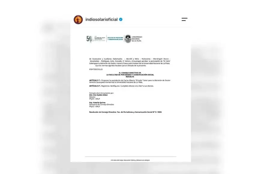 La UNLP distinguirá al Indio Solari con un doctorado honoris causa post mortem - 5