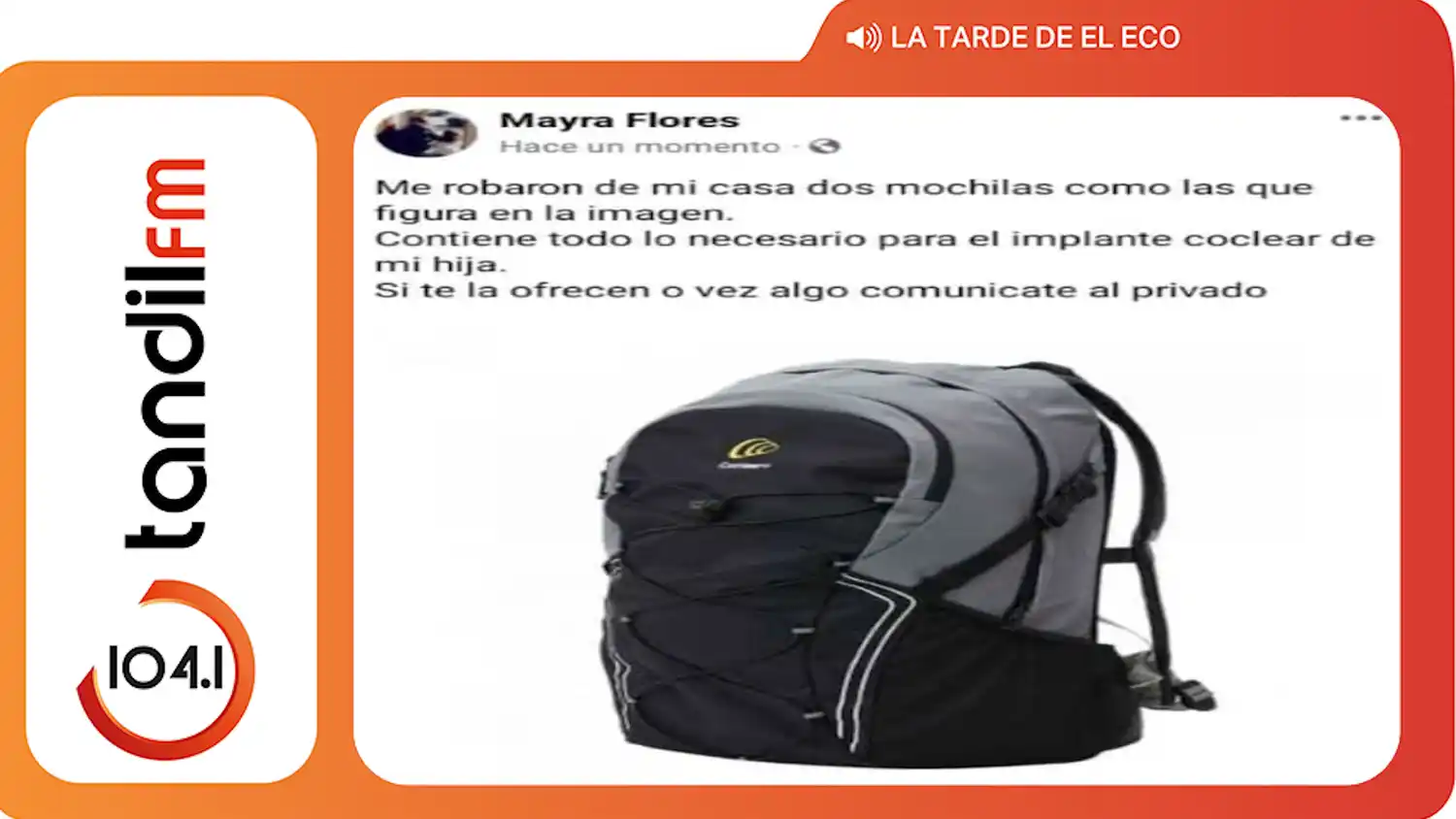 Robaron un mochila con elementos que necesita una niña con implante coclear