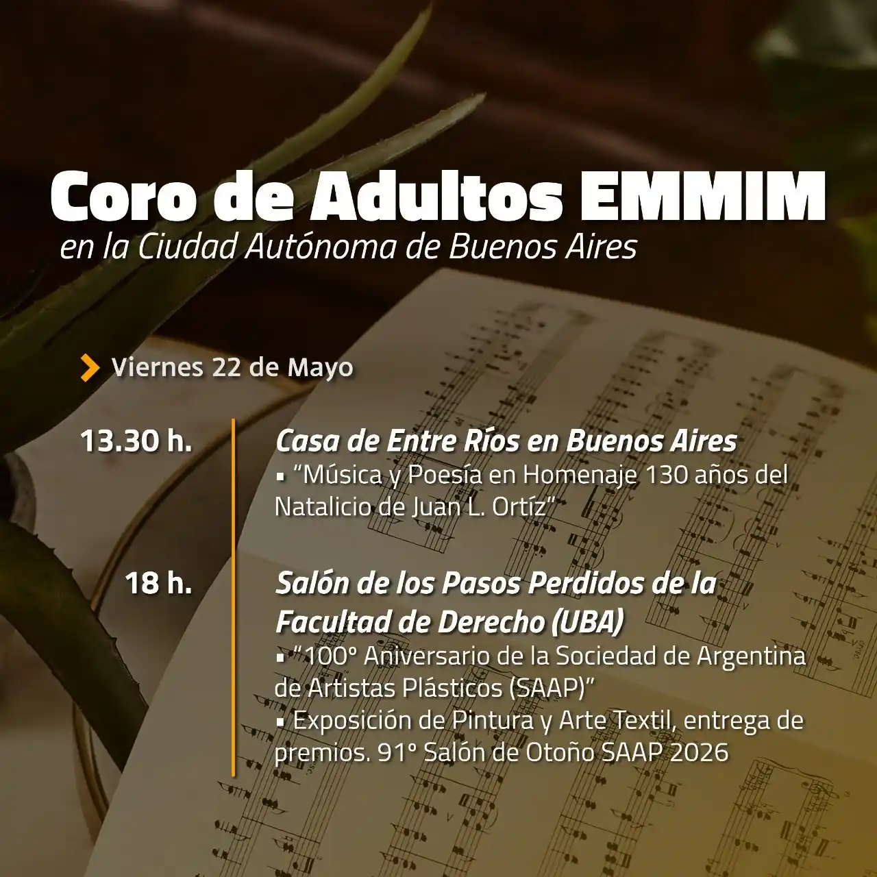 El Coro de Adultos de la EMMIM se presentará este viernes en Buenos Aires