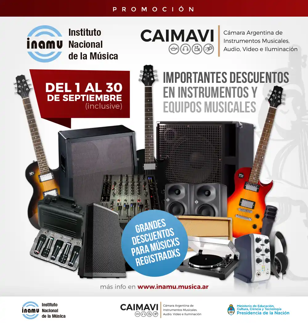 INAMU anuncia descuentos en instrumentos y equipos musicales