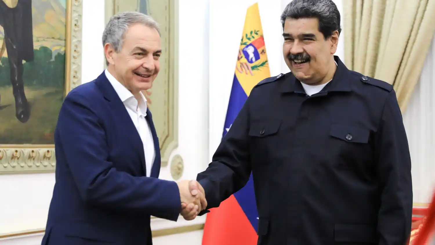 ¿Socios? Rodríguez Zapatero y Maduro. Foto: @Procras29 en X.