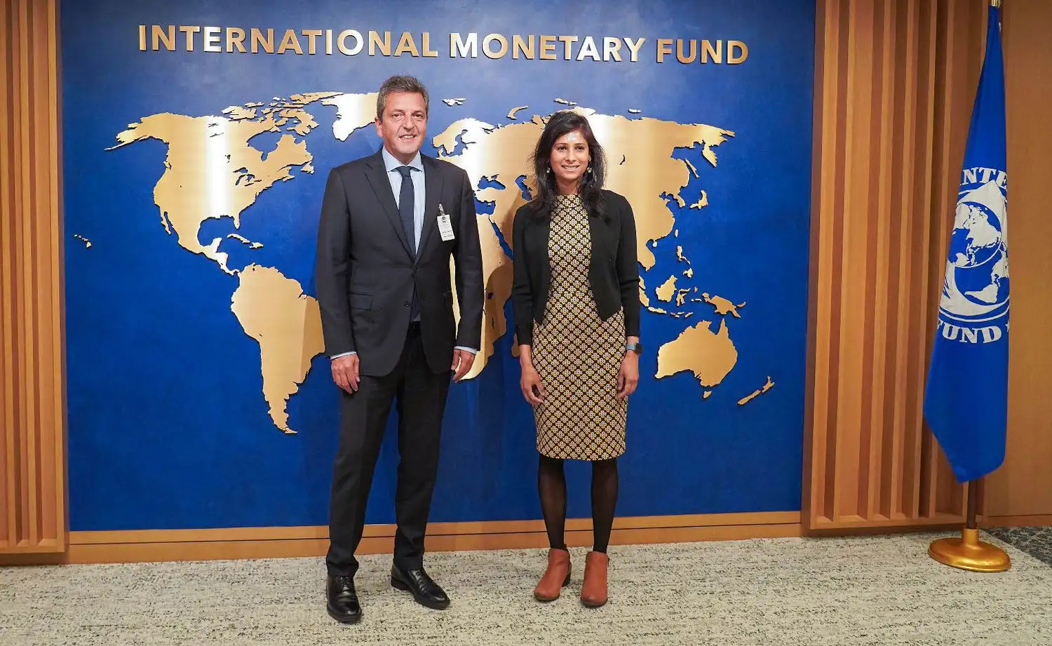 Sergio Massa y la subdirectora gerente del FMI, Gita Gopinath.