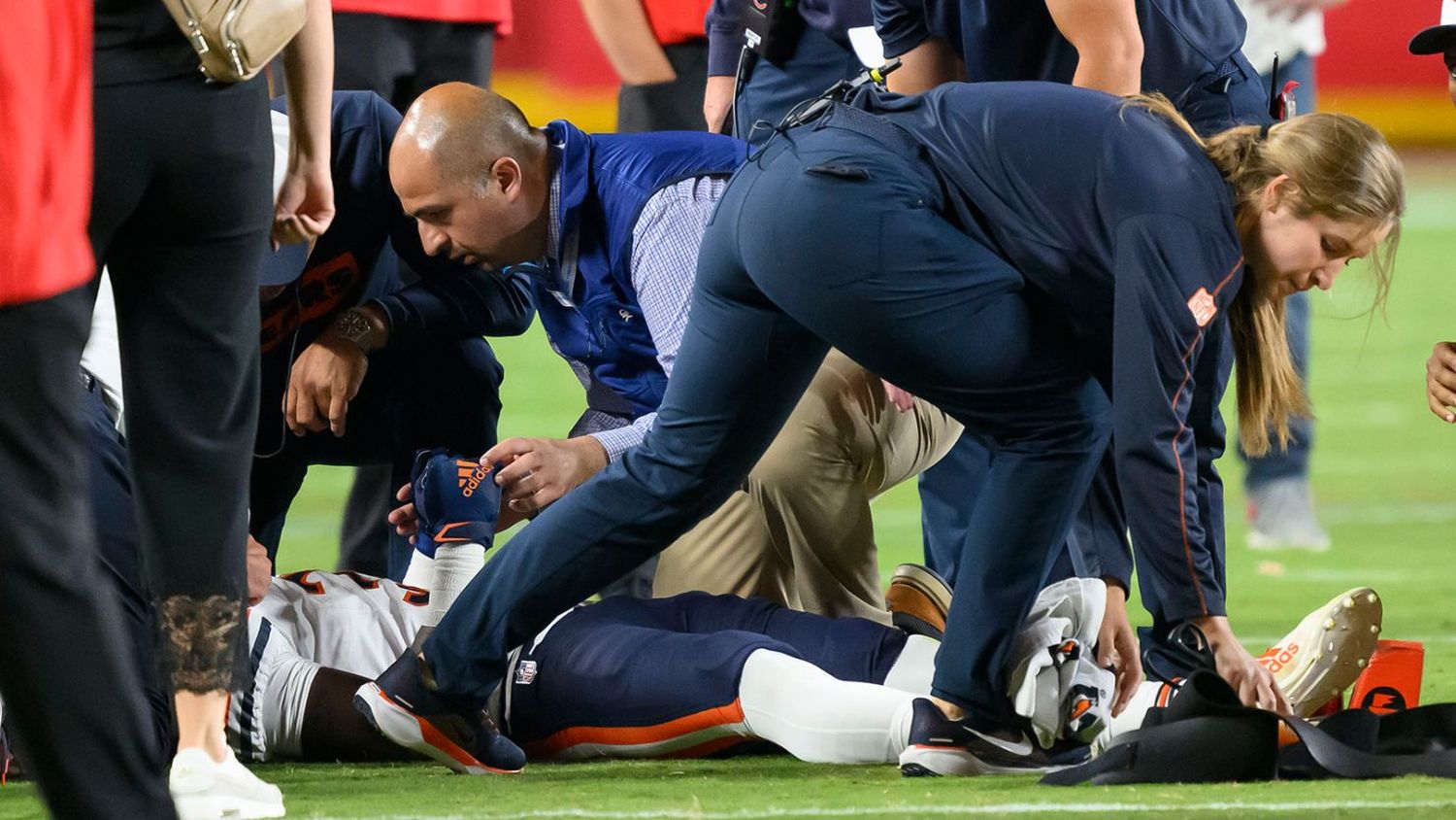 Chicago Bears’ Douglas Coleman III carried off field on a stretcher