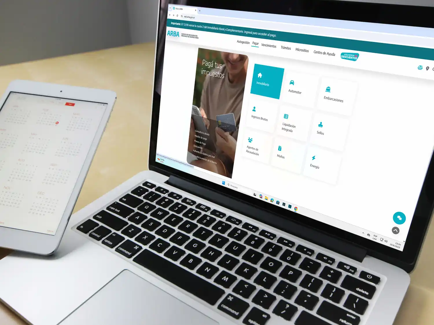 Para efectuar el pago, los contribuyentes pueden ingresar a la web de ARBA (www.arba.gov.ar) y abonar con tarjeta de crédito o por cajero automático.