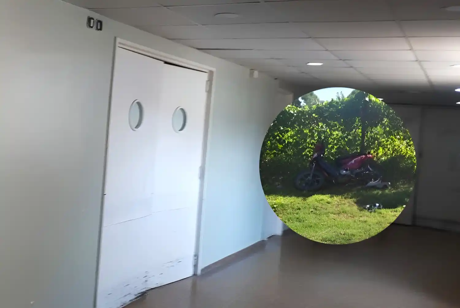 Así quedó la moto en la que iban los jóvenes que permanecen en terapia intensiva.