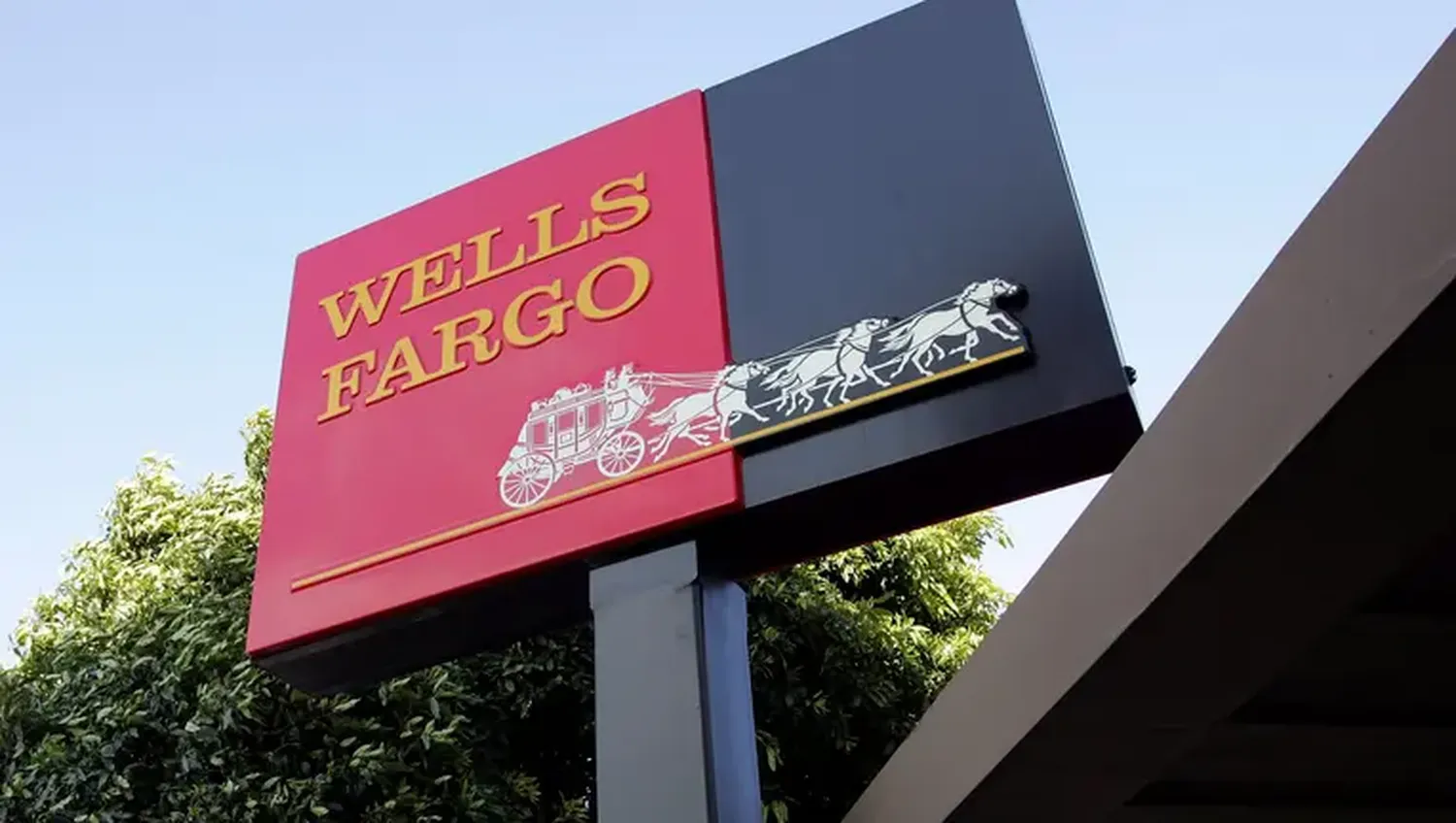 A Wells Fargo logo in New York City. Photograph: Stephanie Keith/Reuters