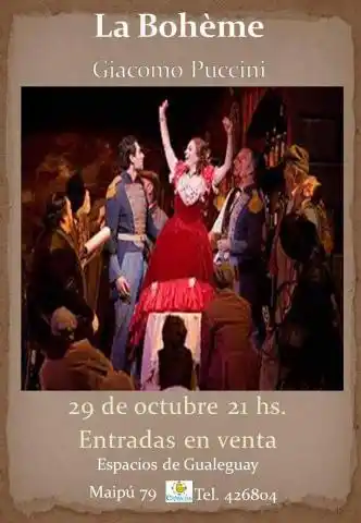 Se presentará la ópera "La Bohème" en “Espacios”
