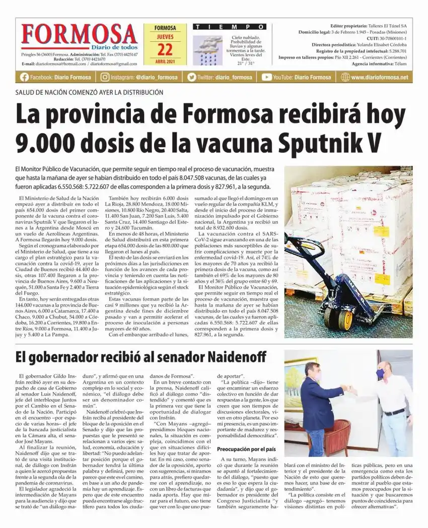 Tapa y Contratapa 22 de abril de 2021