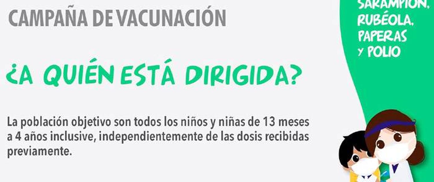 Continúa la Campaña  Nacional de Vacunación  contra Sarampión, Rubéola, Paperas y Poliomielitis