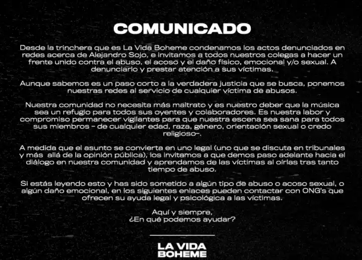 El grupo venezolano La Vida Boheme fijó posición sobre los señalamientos de acoso a rockeros venezolanos. Foto Twitter