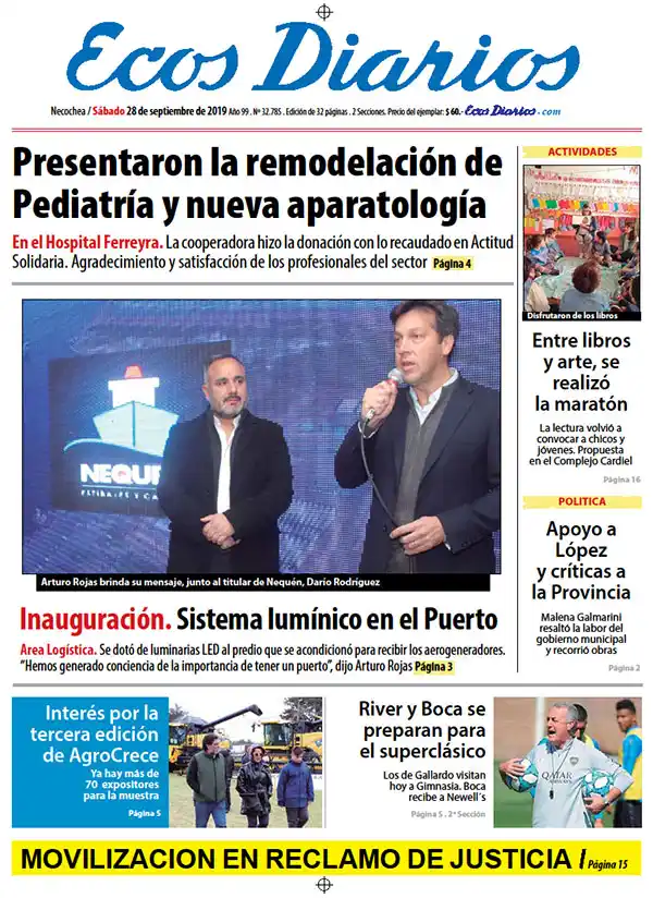 Tapa del 28 de septiembre de 2019