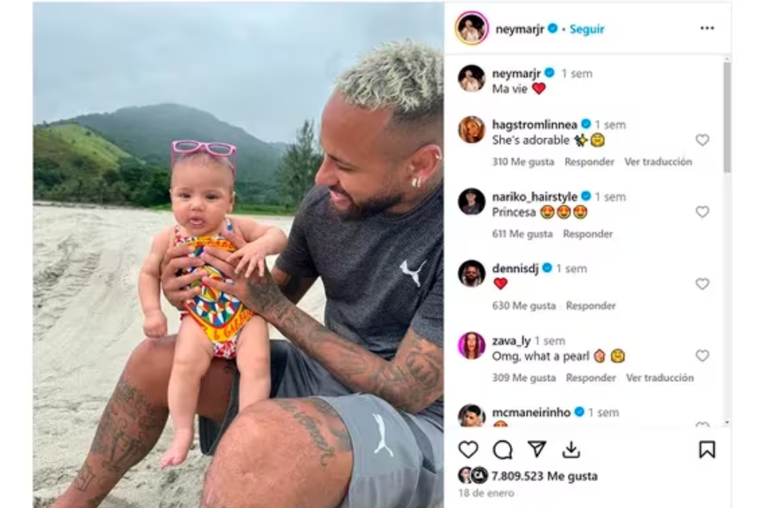 Neymar y su hija