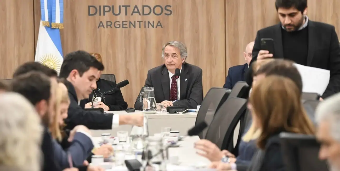 El santafesino Nicolás Mayoraz presidió este martes el plenario de comisiones de asuntos Constitucionales y Peticiones, Poderes y Reglamento que abordó el tema de la comisión investigadora sobre el casi $Libra. Crédito: Cámara de Diputados.