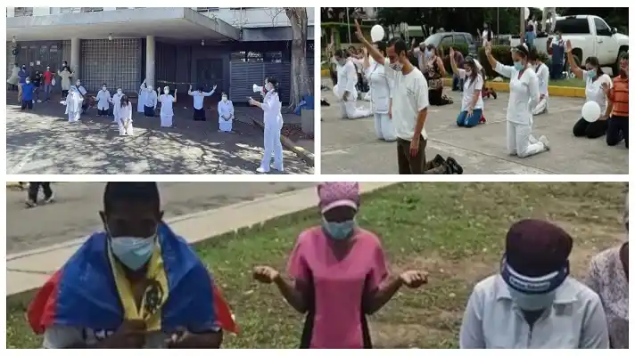 ENFERMEROS PIDEN DE RODILLAS por el fin de la pandemia, protección para su salud y la del país
