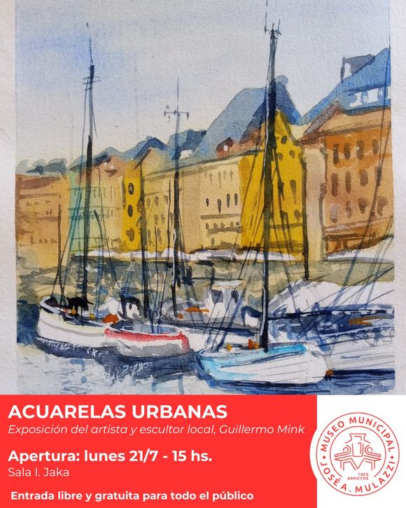 El artista local Guillermo Mink presenta “Acuarelas Urbanas” en el Mulazzi
