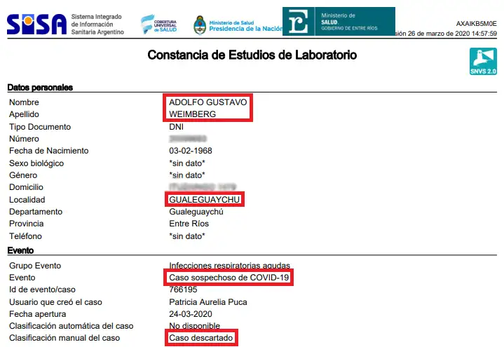 Audio viral falso: Un médico mostró su hisopado para desmentir que tiene coronavirus