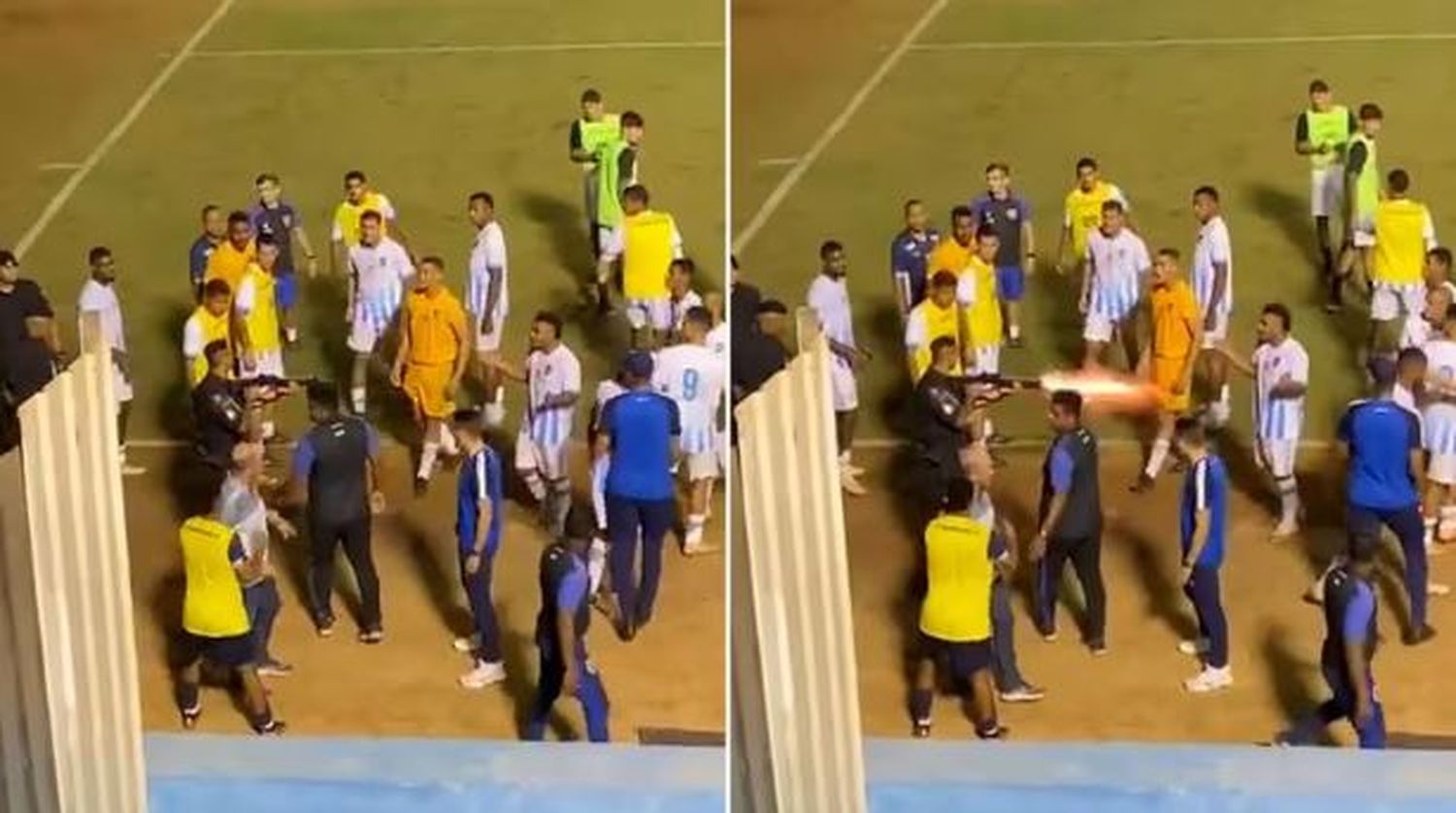 El hecho sucedió en un partido de fútbol del ascenso de Brasil. El arquero del Gremio Anápolis terminó herido en una pierna.