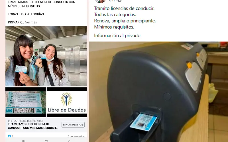 Advierten que continúan las estafas con licencias de conducir truchas que ofrecen en Facebook