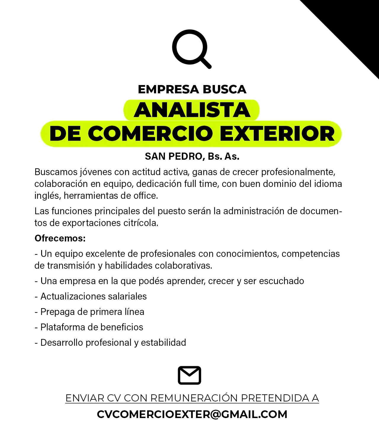 Empleos: Búsqueda de Analista en Comercio Exterior