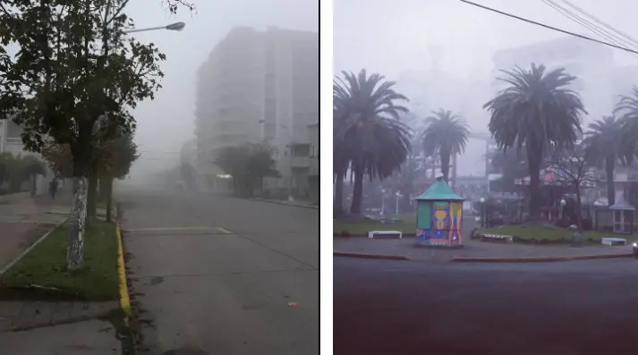 Jornada con mucha niebla en la ciudad