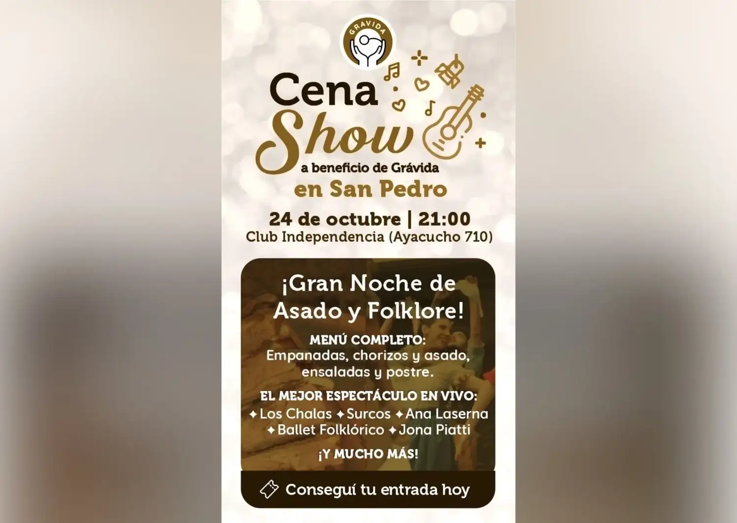 Cena show a beneficio de Grávida