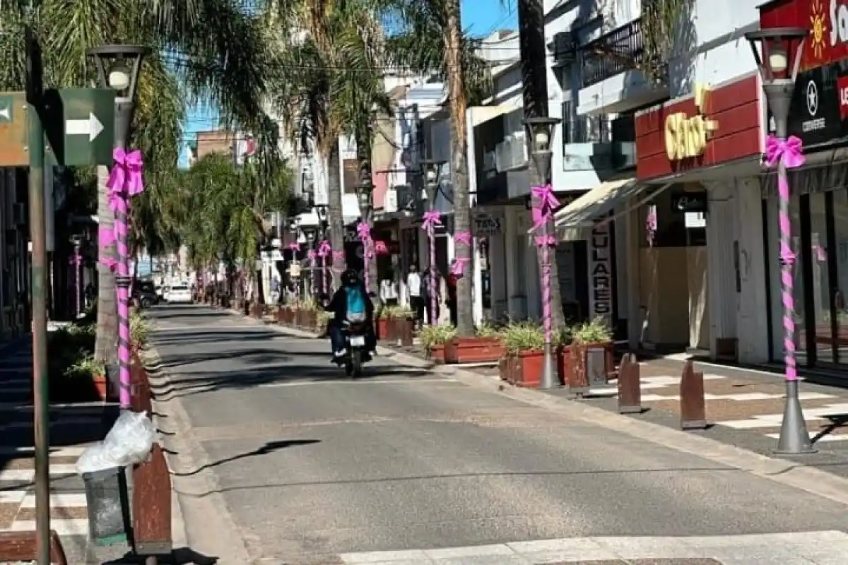 Gualeguaychú, vestida de rosa: la importante campaña detrás de la decoración de la semipeatonal