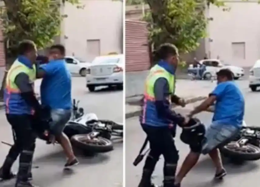 Un inspector de tránsito noqueó a un taxista que se resistió a una multa y todo quedó grabado