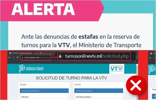 Robo de datos y dinero "phishing" con la VTV: Alertan por sitio falso para sacar turno