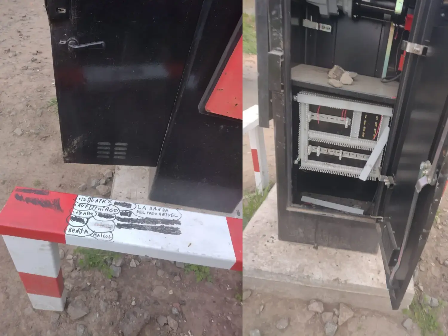 Volvieron a vandalizar el paso a nivel de Basalvibaso y dejaron una firma: “La banda del paso nivel”
