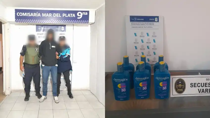 El sujeto había escondido dos frascos en la cintura y otros cuatro debajo de una campera que llevaba en la mano.